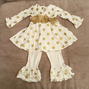 Good Lad White and Gold Polka Dot Outfit
